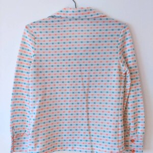 Cute Vintage 70s Long Sleeve Shirt with Pink and Mint Spots SIZE 12 image 8