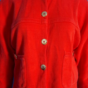 Bright Vintage 80s 90s Orange Cropped Sweatshirt Cardigan Top with Shiny Gold Buttons by Adrienne Vittadini image 3