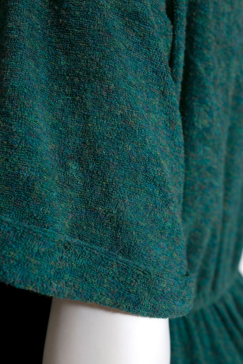 Robe de jour confortable en tissu éponge chiné vert des années 70 et 80 à taille élastique image 7