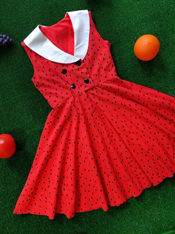Fabulous Vintage Watermelon Fit & Flare Dress wit… - image 5