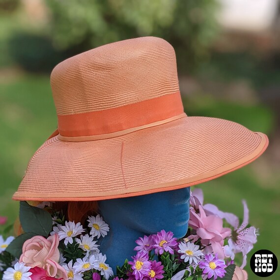 Fashionable Vintage 60s Light Orange Wide Brim Ha… - image 3