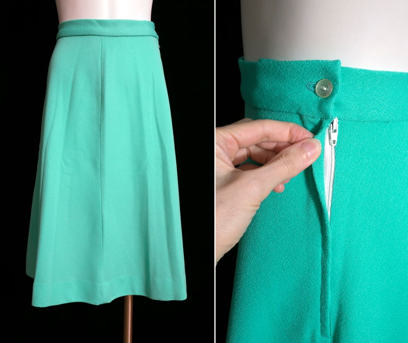 Fab Vintage 60s 70s Light Minty Shamrock Green Two-Piece Skirt Set image 10