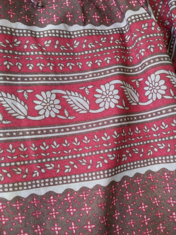 Lovely Vintage 70s Dusty Pink-Red & Beige Boho Pa… - image 2