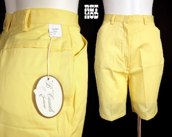 Deadstock Vintage 60s Pastel Yellow Long Cotton Shorts