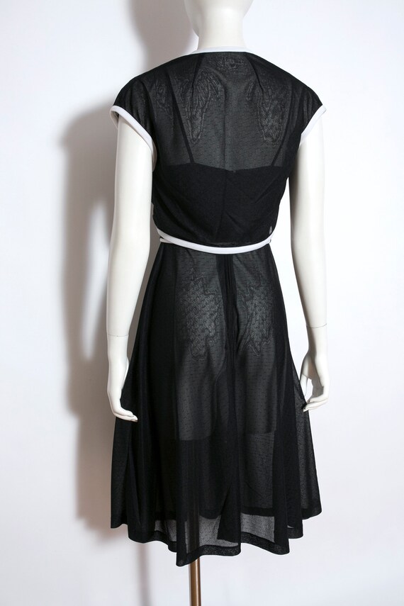 Lovely Vintage 70s 80s Black White Sun Dress with… - image 4