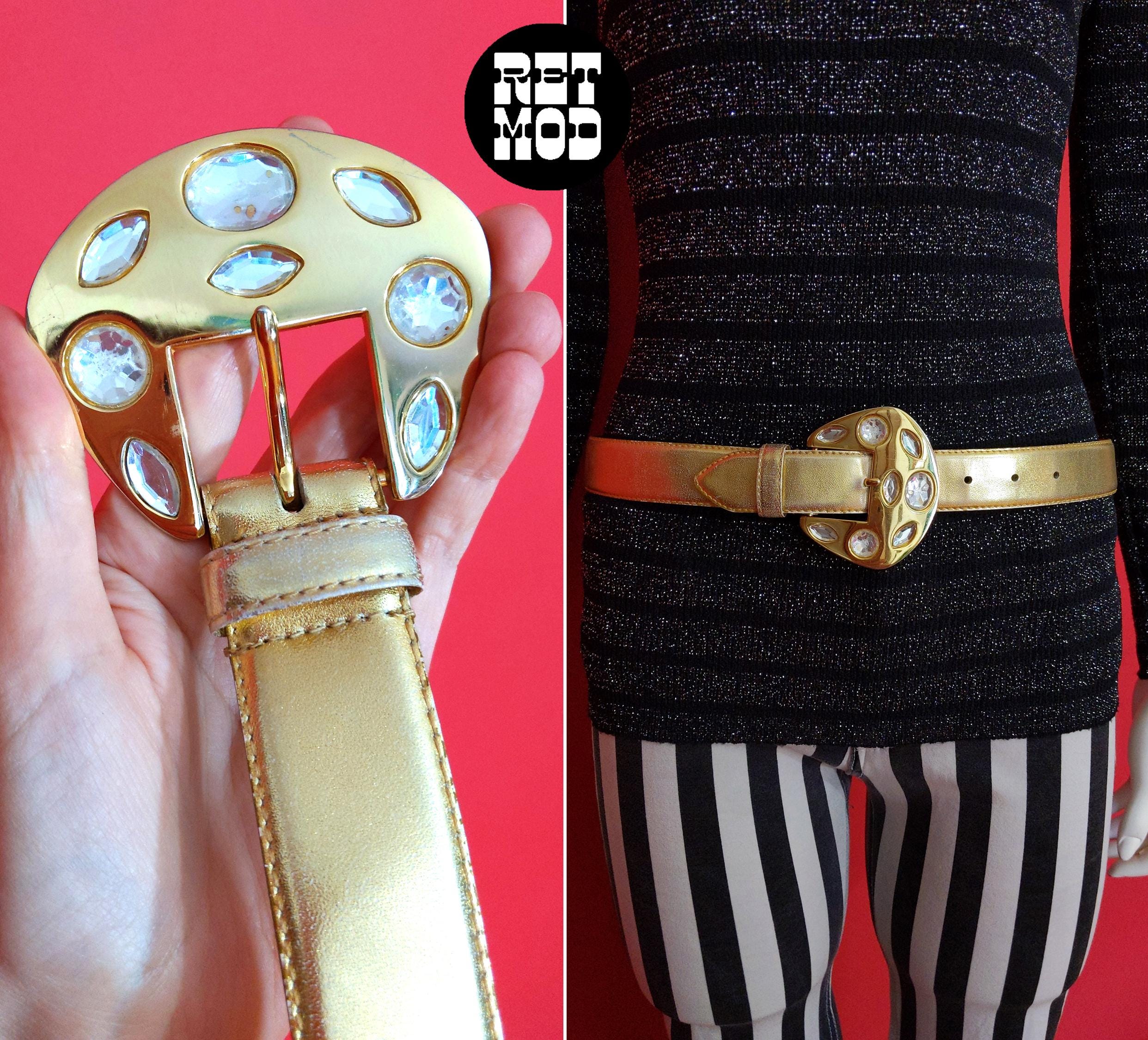 小物 80s VINTAGE YSL FRANCE PINK LEATHER BELT Vintage Massive YVES SAINT LAURENT Ysl Star Mirror