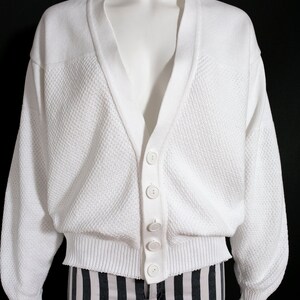 Cool Vintage 80s 90s White Oversized Vibes Cardigan Sweater image 2