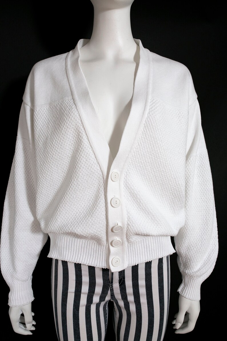 Cool Vintage 80s 90s White Oversized Vibes Cardigan Sweater image 2