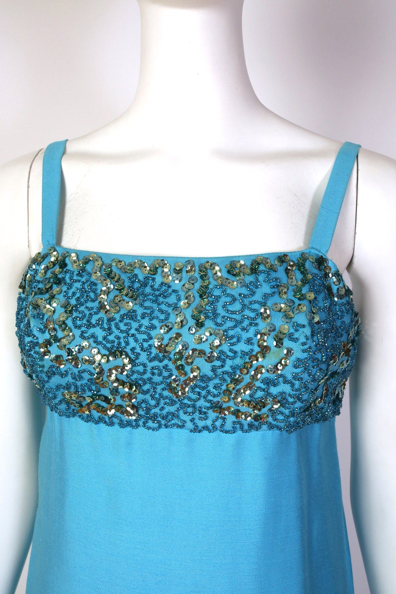 Gorgeous Vintage 60s Blue Sequin Maxi Gown so Pretty and - Etsy