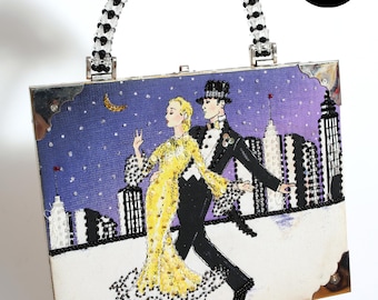 Beaded Dancing Couple Cigar Box Vintage Purse