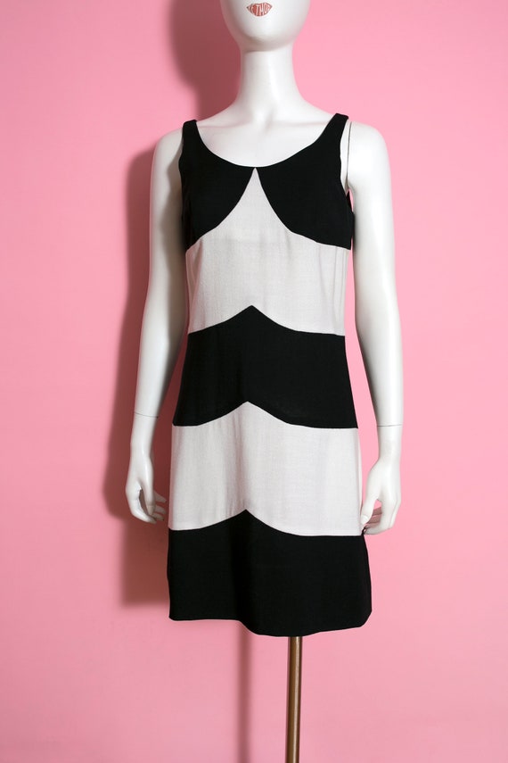 Amazing Mod Vintage 60s 70s Black White Stripe Li… - image 5