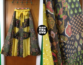 Absolutely Lovely Vintage 70s Yellow Polka Dot & Paisley Cotton Maxi Dress by Chessa Davis