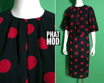 Fabulous Vintage 80s 90s Black Red Polkadot by Starlo