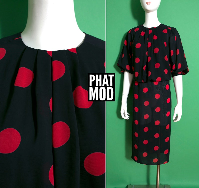 Fabulous Vintage 80s 90s Black Red Polkadot by Starlo image 1