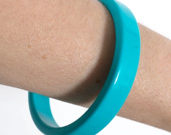 Bracciale retrò vintage anni '60, '70, '80, turchese, blu, con bordo squadrato