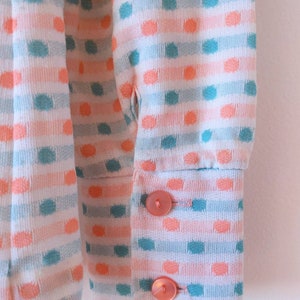Cute Vintage 70s Long Sleeve Shirt with Pink and Mint Spots SIZE 12 image 9