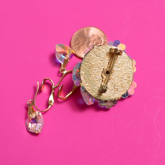 Absolutely Brilliant Vintage Iridescent Brooch & … - image 4