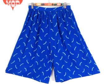 Fantastische Vintage jaren '80 jaren '90 blauwe geometrische zijden shorts