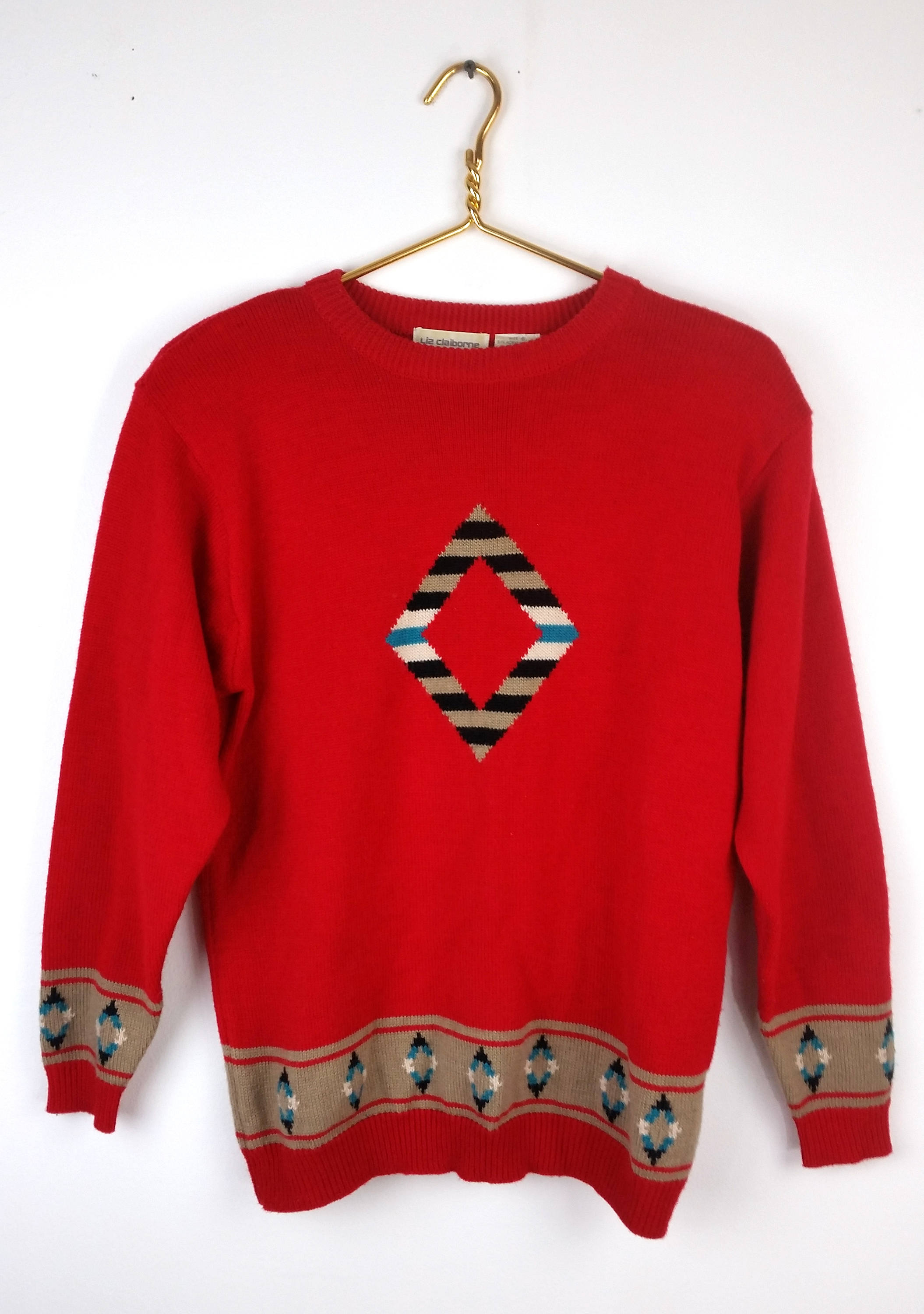 Cool Vintage 90s Nautical Red Sweater 