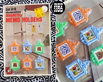 Deadstock Vintage 70s Colorful Plastic Trivet Magnets