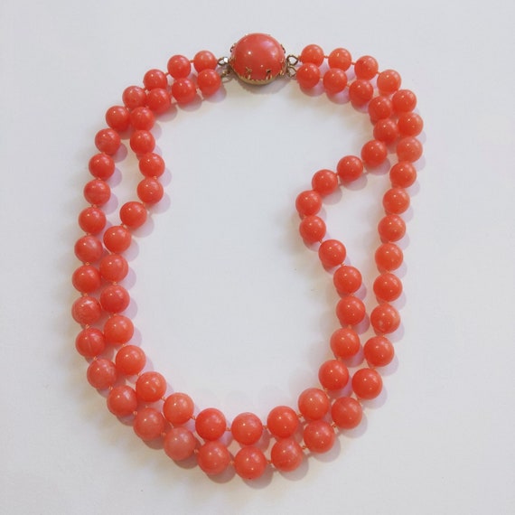 Fun Vintage 60s 70s Orange Double Strand Beaded N… - image 3