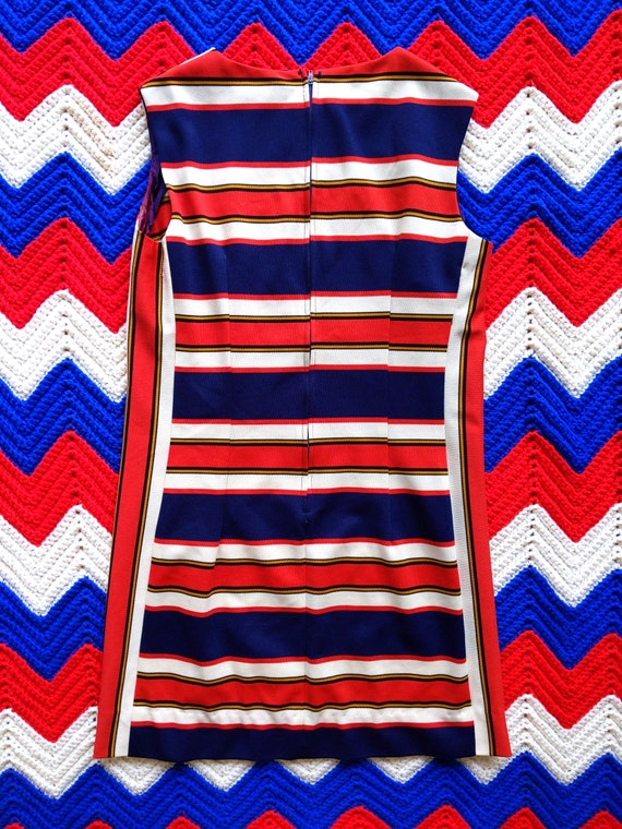 Mod Vintage 60s 70s Red Navy Off-White Stripe Sle… - image 6