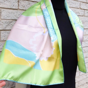 So Pretty Vintage 70s Very Light Pastel Abstract Long Scarf image 4