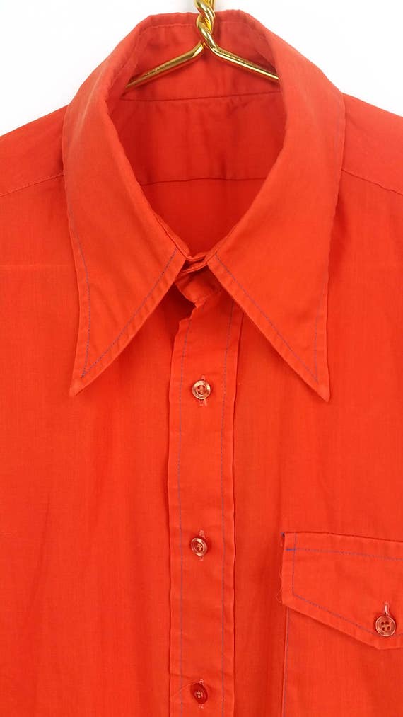À manches longues bouton Vintage des années pour 70 Orange pour années homme bas chemise cool avec coutures bleu clair ! 37ba87 À manches longues bouton Vintage des années pour 70 Orange pour années homme bas chemise cool avec coutures bleu clair ! 37ba87