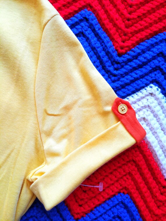DEADSTOCK Vintage 70s 80s Yellow T-Shirt with Ora… - image 8
