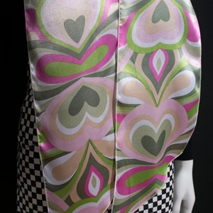 Shiny Satin Pastel Pink Green Hearts Retro Style Long Scarf image 5