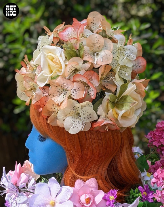 Outrageous Vintage 50s 60s Flower Power Dome Hat - image 2