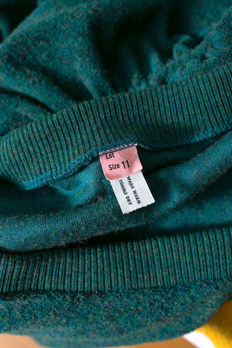 Robe de jour confortable en tissu éponge chiné vert des années 70 et 80 à taille élastique image 9