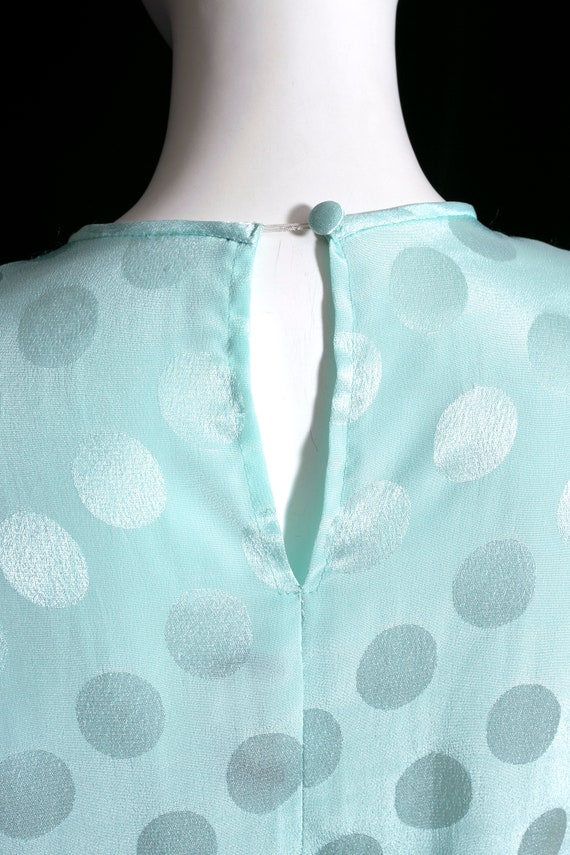 Sassy Vintage 80s 90s Pastel Blue-Green Polka Dot… - image 10