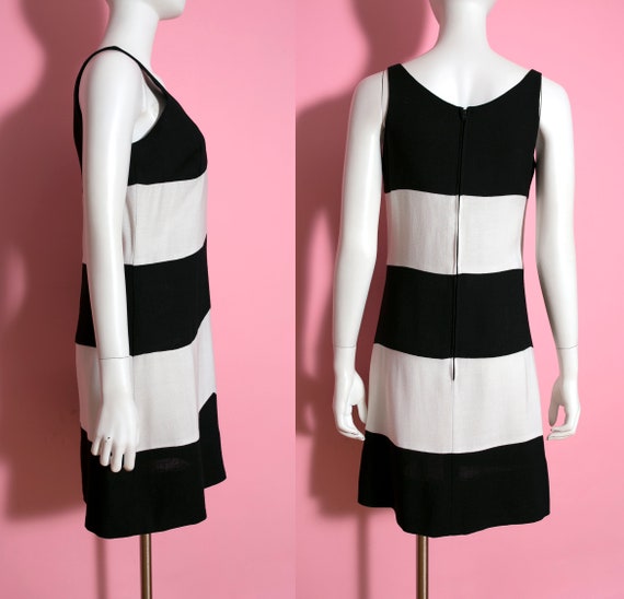 Amazing Mod Vintage 60s 70s Black White Stripe Li… - image 8
