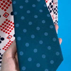 Givenchy Vintage 70s 80s Dark Blue/Teal Polka Dot Neck Tie image 8