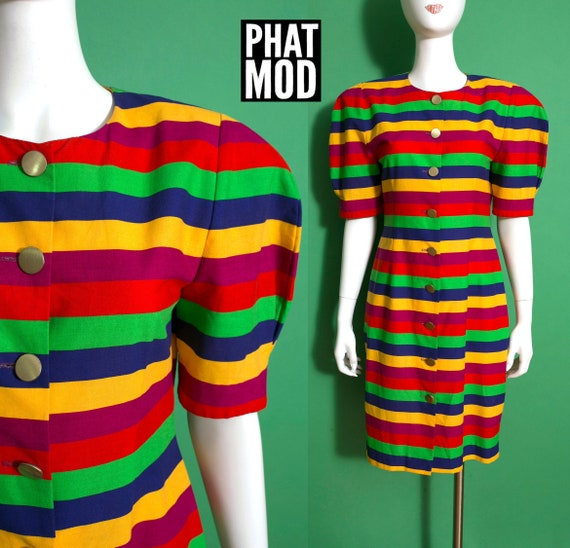 Avant Garde Vintage 80s 90s Vibrant Colorful Strip