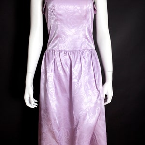 Lovely Vintage 90s Light Purple Shiny Floral Strapless Party Dress image 5