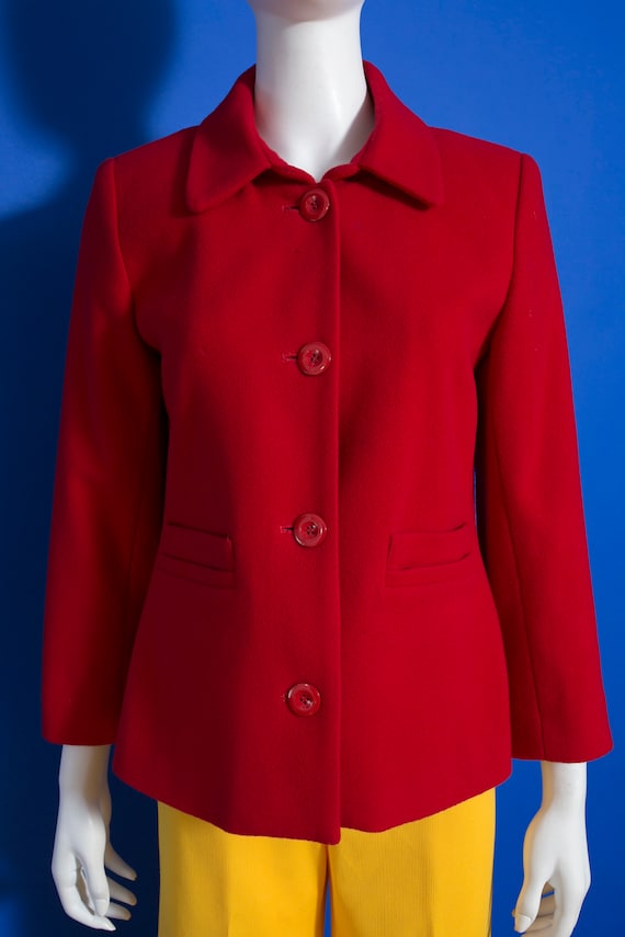 Cozy Vintage 80s 90s Red Wool Shorter Coat - image 2