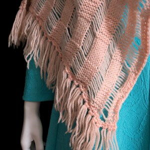 HUGE Vintage 70s Peach Colored Super Long Crochet Scarf with Fringe image 5