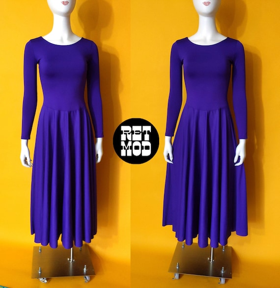 Gorgeous Vintage 70s 80s Purple Spandex Full Skirted Dress Etsy Canada