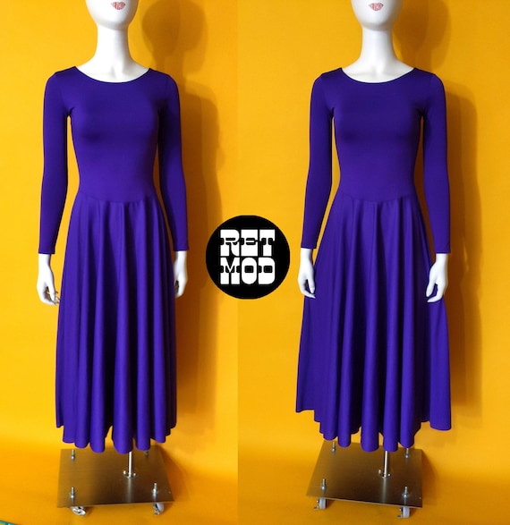 Gorgeous Vintage 70s 80s Purple Spandex Full Skirt