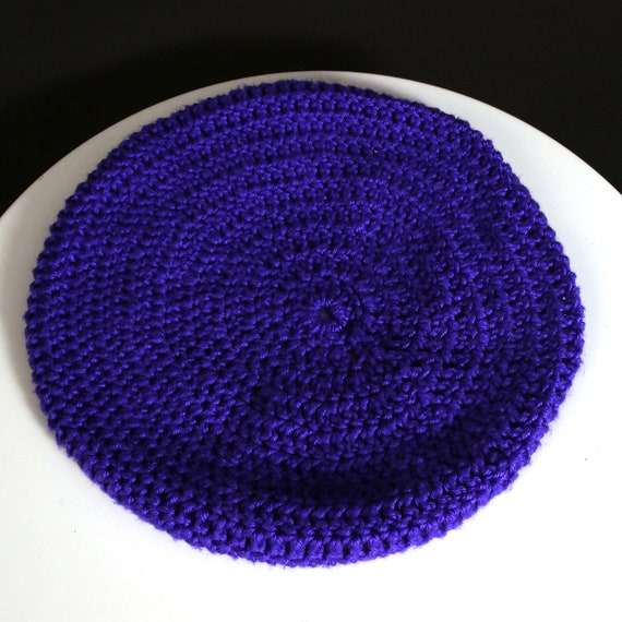 Lovely Vintage 70s 80s Purple Crochet Beret Tam H… - image 9