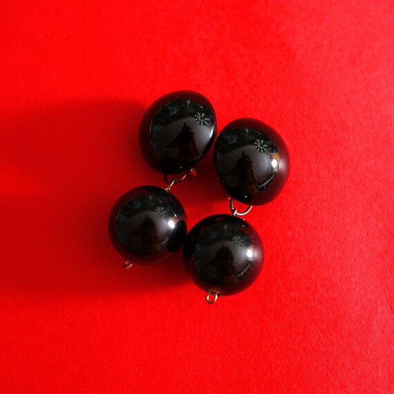 Mod Vintage 60s 70s Black Bead Drop Earrings - image 5