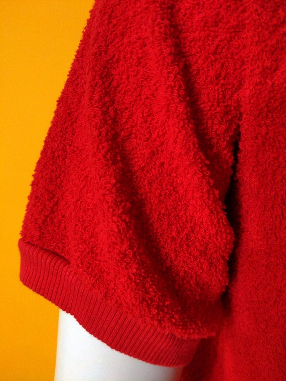 Cool Vintage 70s 80s Bright Red Terrycloth Top - image 8