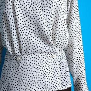 Cute Vintage 80s 90s White & Black Dots Blouse by Regina Porter image 7