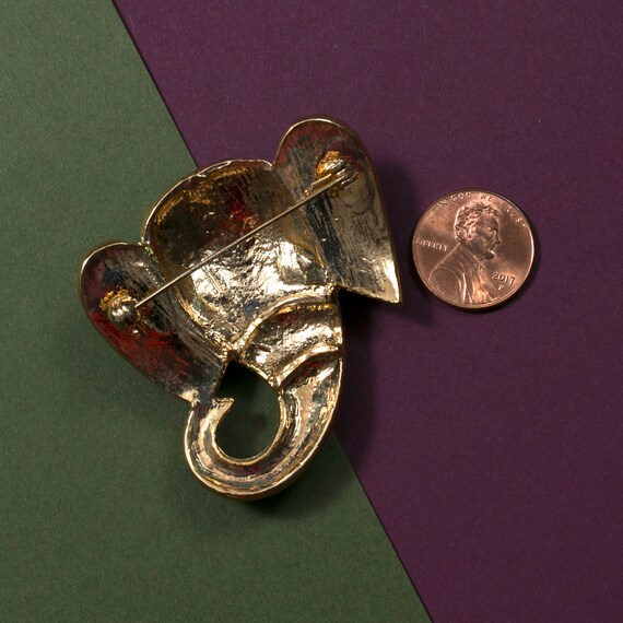 Large Statement Black & Gold Elephant Vintage Bro… - image 5