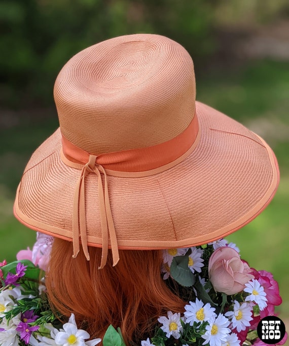 Fashionable Vintage 60s Light Orange Wide Brim Ha… - image 2