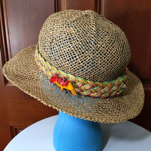 Vintage 80s Wood Animal Safari Straw Hat image 8