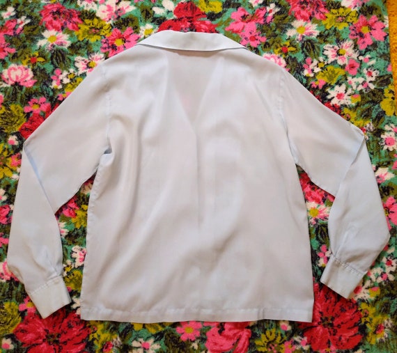 Lovely Vintage 60s 70s Light Blue Long Sleeve Blo… - image 8