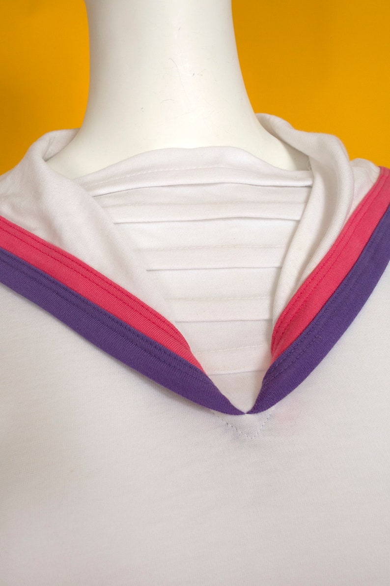 Pink Purple Stripe Nautical Style T-Shirt Top with Original Store Tags Cute Vintage 70s 80s White